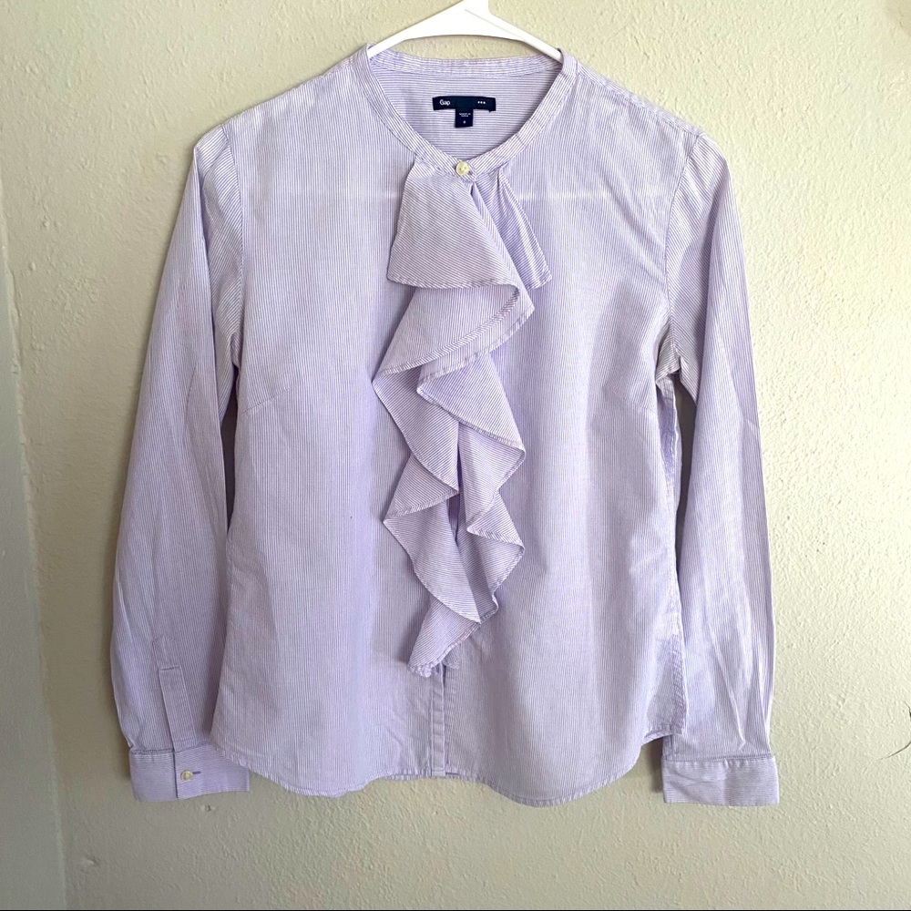 Long Sleeve Ruffle Button Down